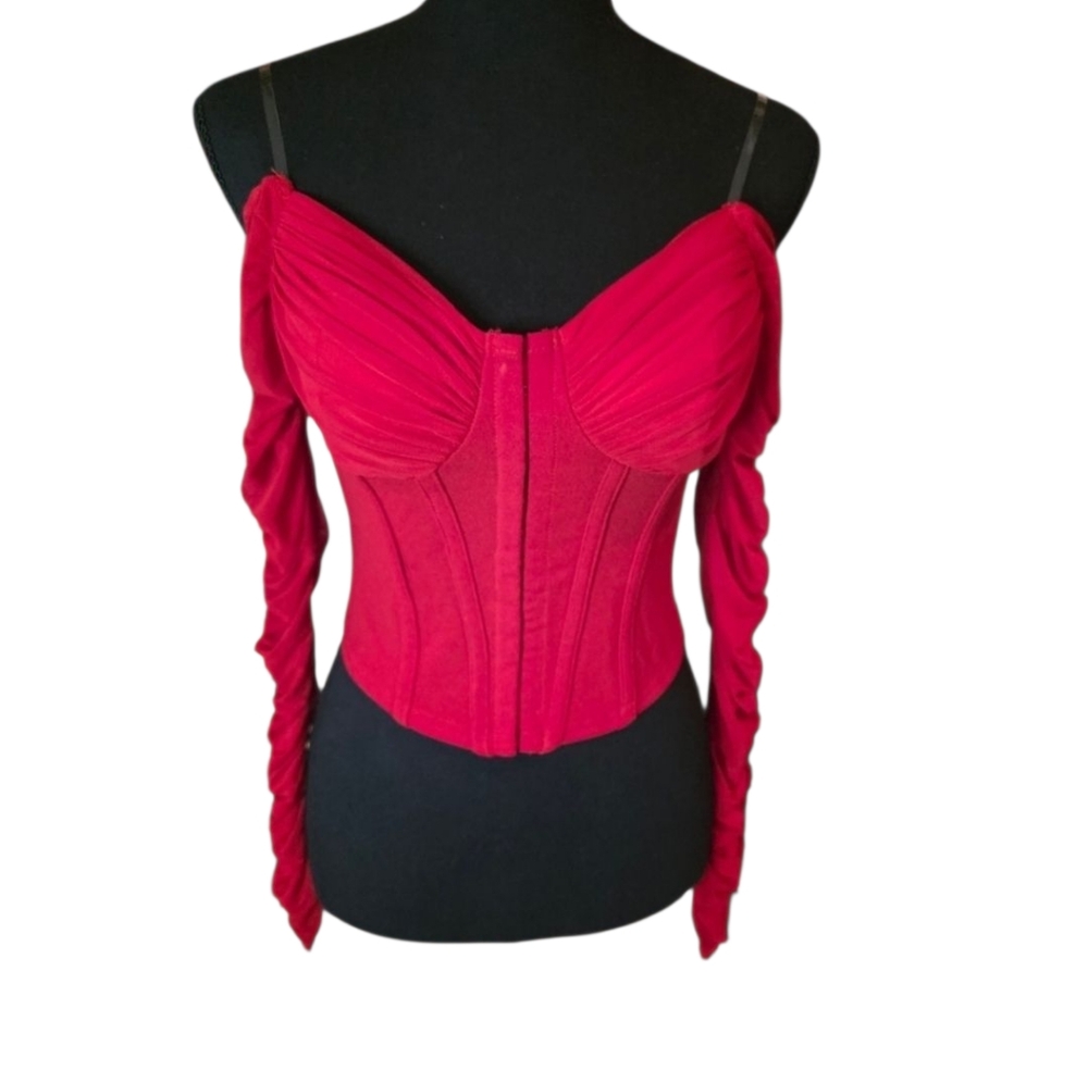 Windsor Red Off-Shoulder Corset Top - Size Small